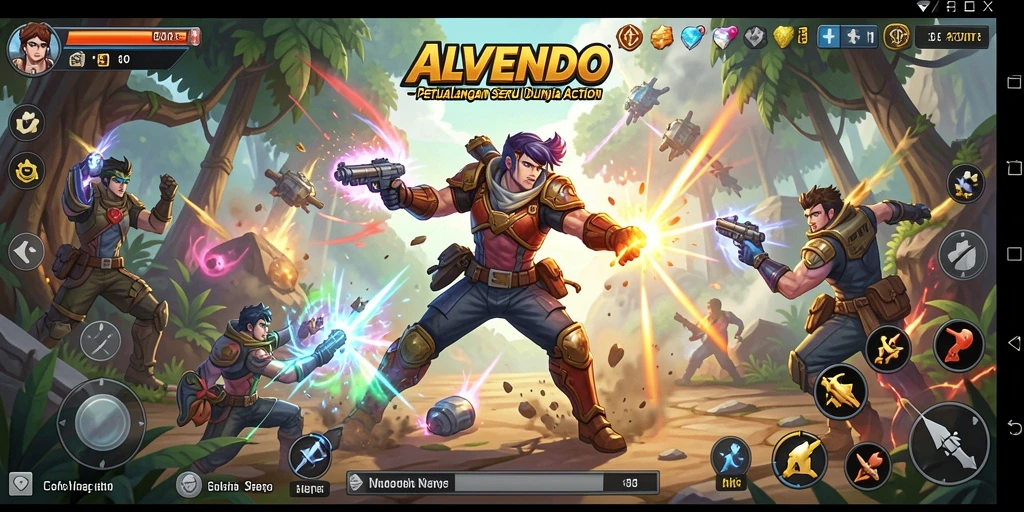 Tampilan seru gameplay <strong>ALVENDO</strong> yang memukau dan penuh aksi.
