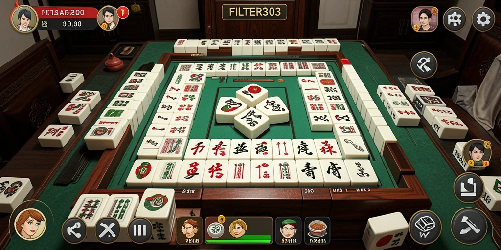 Screenshot FILTER303 menampilkan gameplay Mahjong yang seru.