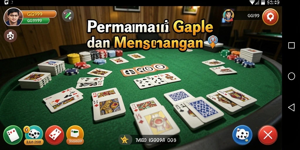 Screenshot GG999 menampilkan gameplay Gaple yang seru dan interaktif.