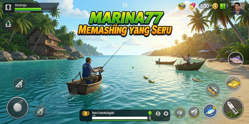 Tampilan gameplay memancing yang mendebarkan di MARINA77.