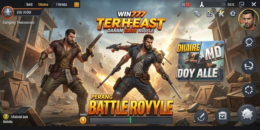 Screenshot gameplay WIN777 menunjukkan aksi mendebarkan Battle Royale.